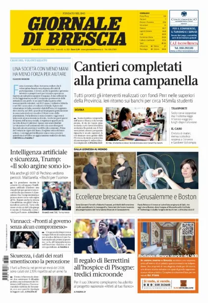 Prima pagina Giornale di Brescia