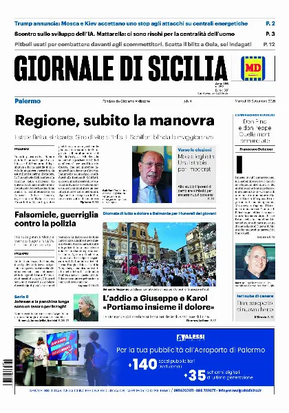 Prima pagina Giornale di Sicilia