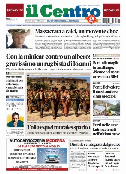 Prima pagina Il Centro | L'Aquila