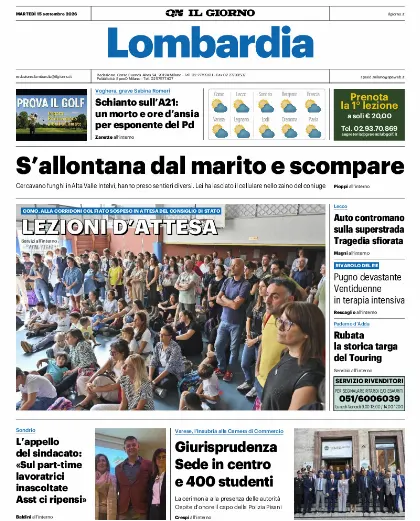 Prima pagina Il Giorno