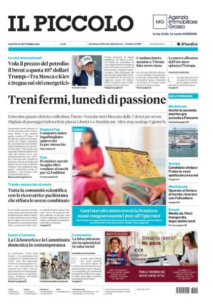 Prima pagina Il Piccolo | Gorizia e Monfalcone