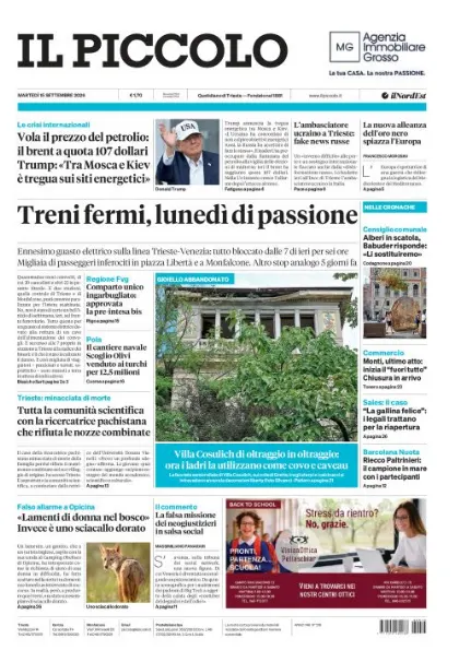 Prima pagina Il Piccolo | Trieste