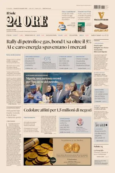 Prima pagina Il Sole 24 Ore