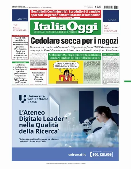 Prima pagina ItaliaOggi