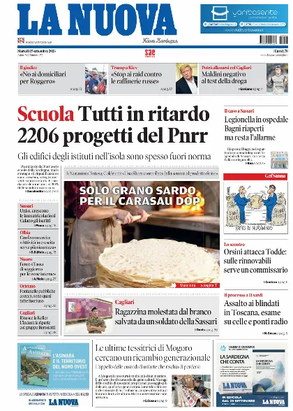 Prima pagina La Nuova Sardegna