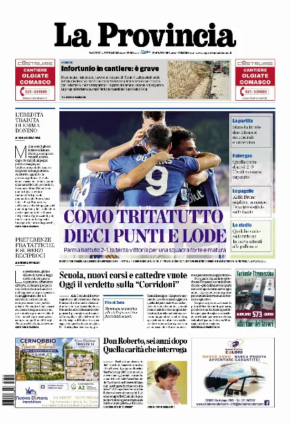 Prima pagina La Provincia