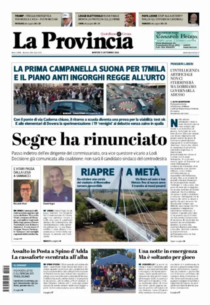 Prima pagina La Provincia | Crema