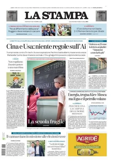 Prima pagina La Stampa