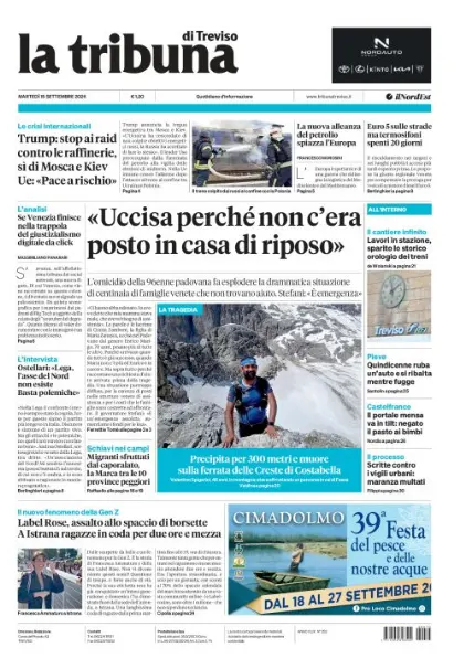 Prima pagina La Tribuna di Treviso | Treviso