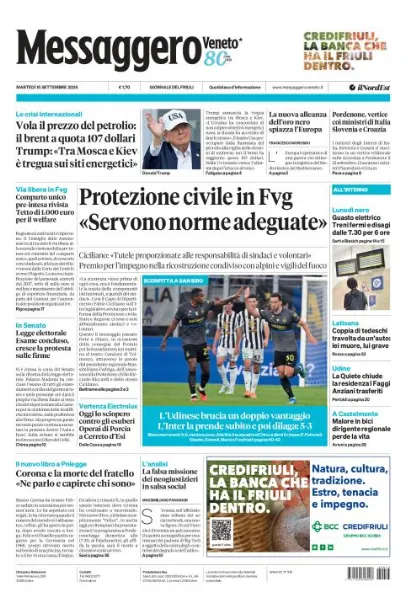 Prima pagina Messaggero Veneto | Gorizia