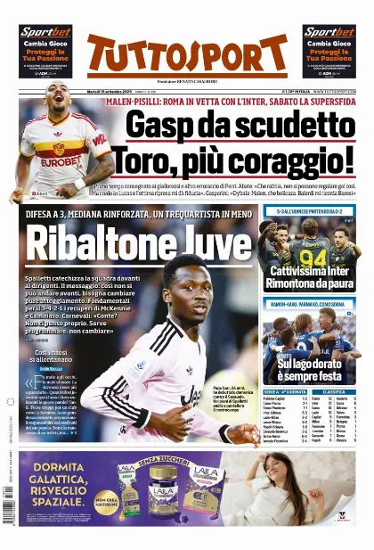 Prima pagina Tuttosport