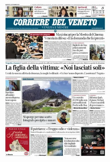 Prima pagina Corriere del Veneto | Venezia e Mestre