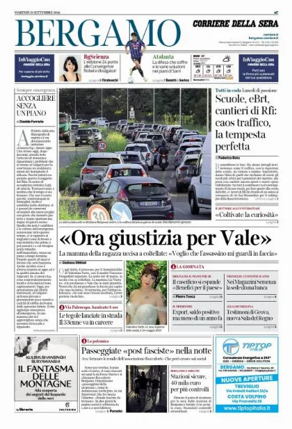Prima pagina Corriere della Sera | Bergamo