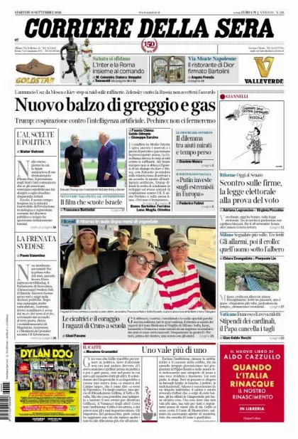 Prima pagina Corriere della Sera