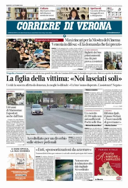 Prima pagina Corriere di Verona
