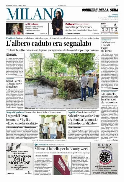 Prima pagina Corriere della Sera | Milano