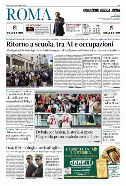 Prima pagina Corriere della Sera | Roma