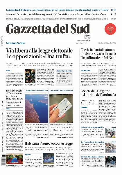 Prima pagina Gazzetta del Sud