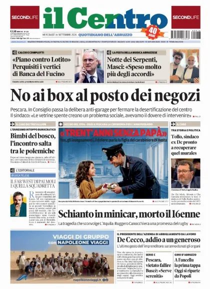 Prima pagina Il Centro | Pescara