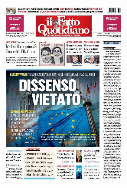 Prima pagina Il Fatto Quotidiano