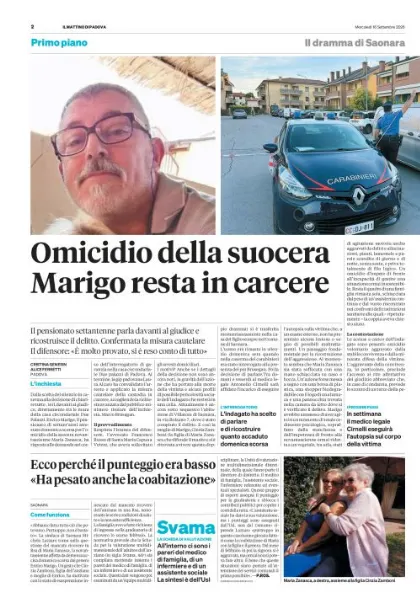 Prima pagina Il Mattino di Padova | Padova