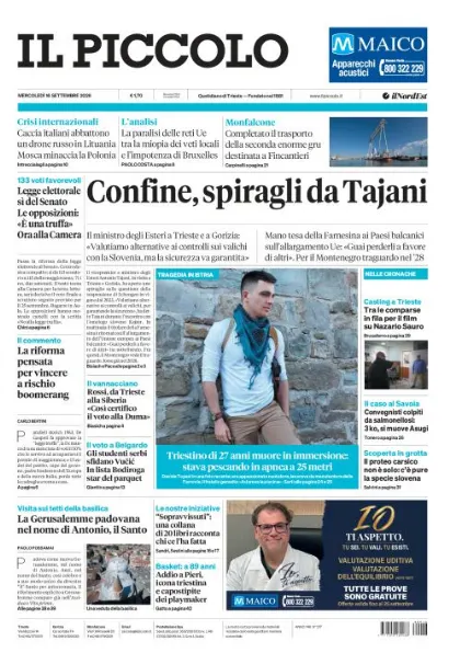 Prima pagina Il Piccolo | Trieste