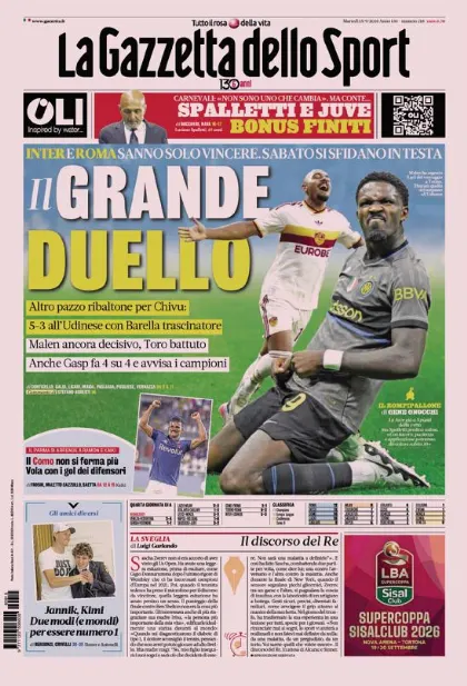 Prima pagina La Gazzetta dello Sport