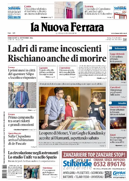 Prima pagina La Nuova Ferrara