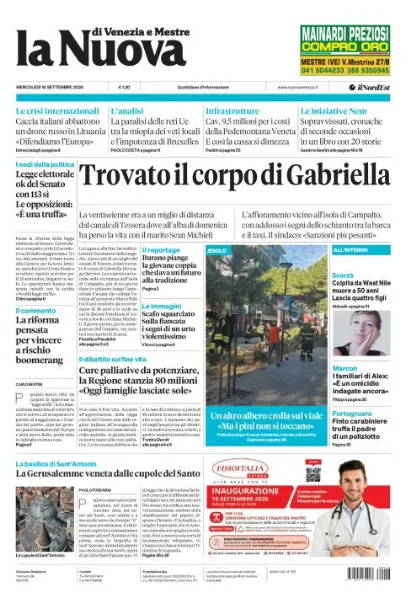 Prima pagina La Nuova di Venezia e Mestre | Venezia e Mestre