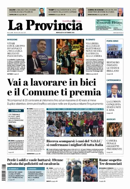 Prima pagina La Provincia | Crema