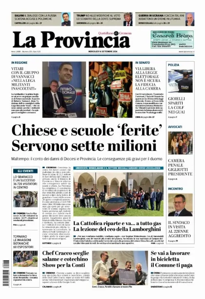 Prima pagina La Provincia