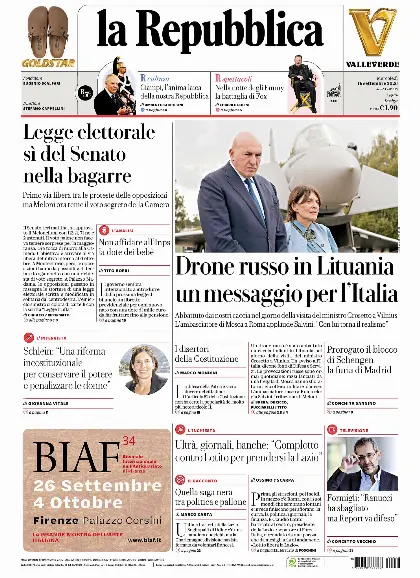 Prima pagina la Repubblica