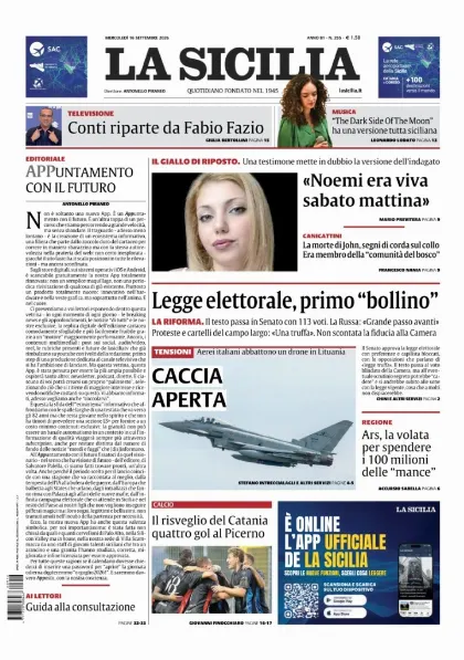 Prima pagina La Sicilia
