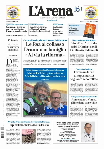 Prima pagina L'Arena