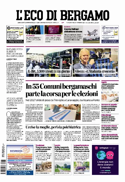 Prima pagina L'Eco di Bergamo