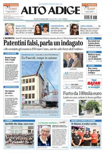Prima pagina Alto Adige