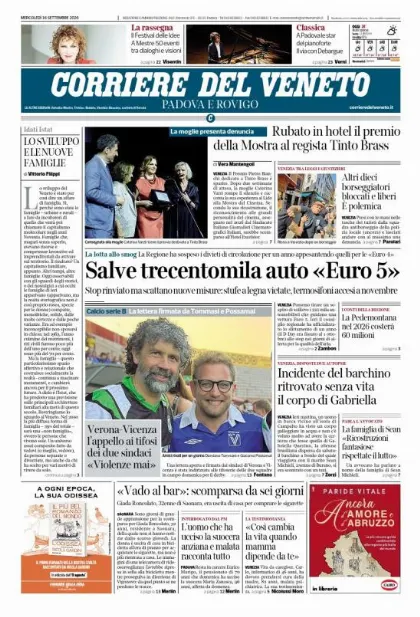 Prima pagina Corriere del Veneto | Padova e Rovigo