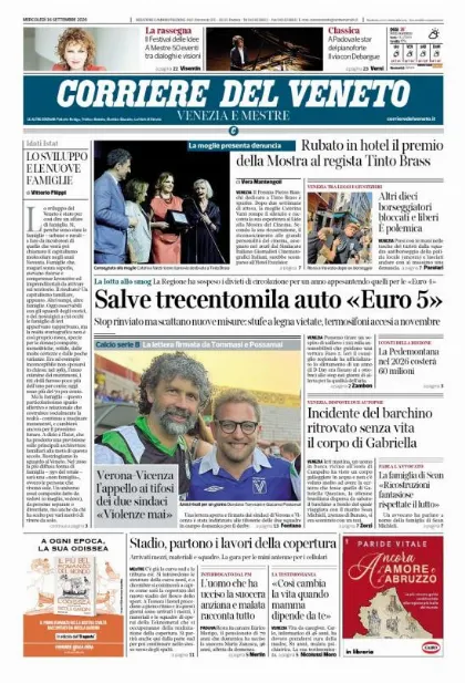 Prima pagina Corriere del Veneto | Venezia e Mestre