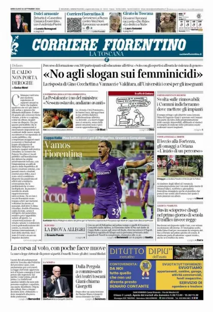 Prima pagina Corriere Fiorentino