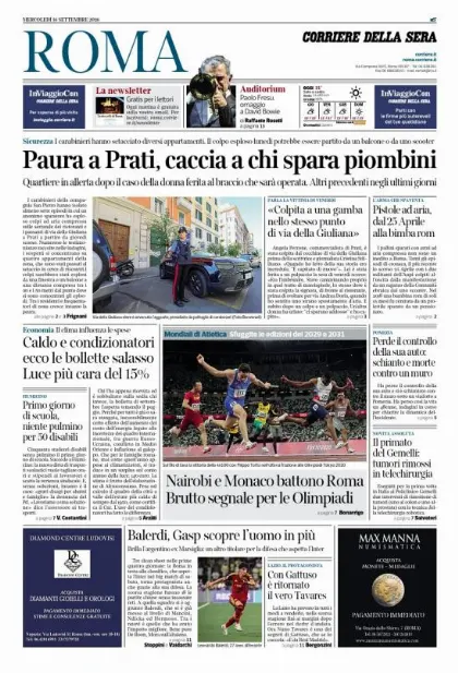 Prima pagina Corriere della Sera | Roma