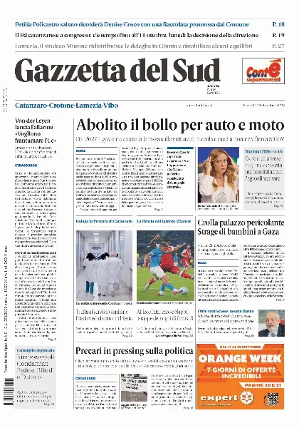Prima pagina Gazzetta del Sud | Catanzaro