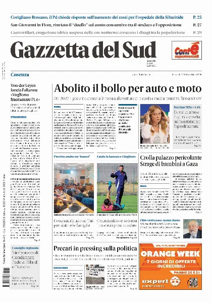 Prima pagina Gazzetta del Sud | Cosenza