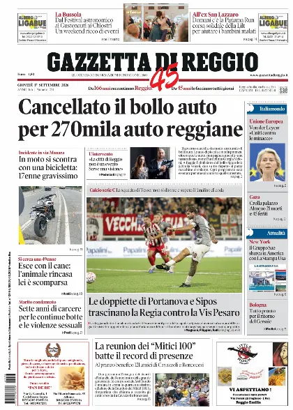 Prima pagina Gazzetta di Reggio