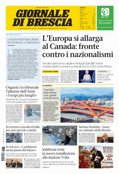 Prima pagina Giornale di Brescia