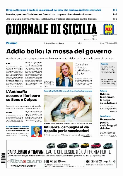 Prima pagina Giornale di Sicilia