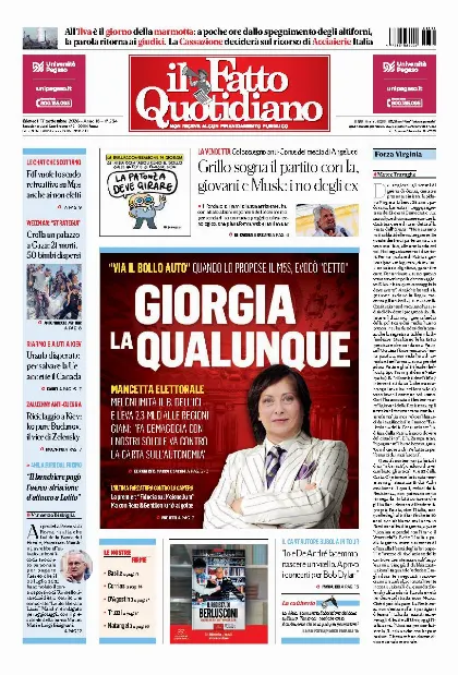 Prima pagina Il Fatto Quotidiano