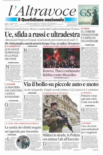 Prima pagina Il Quotidiano del Sud | L'Altravoce