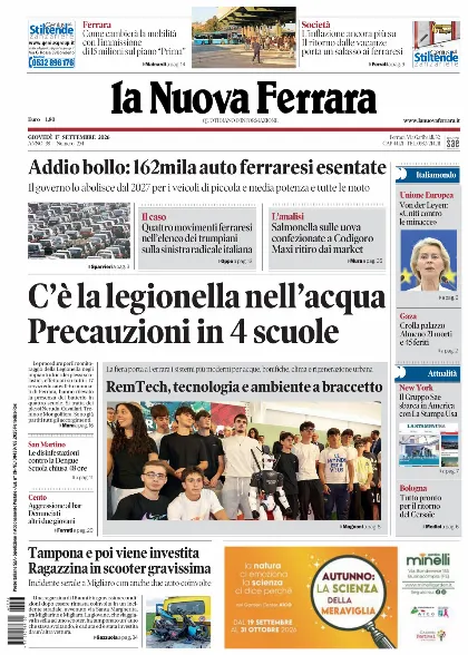 Prima pagina La Nuova Ferrara