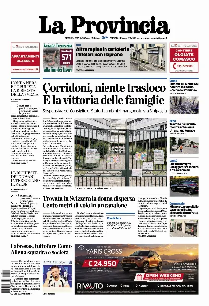 Prima pagina La Provincia