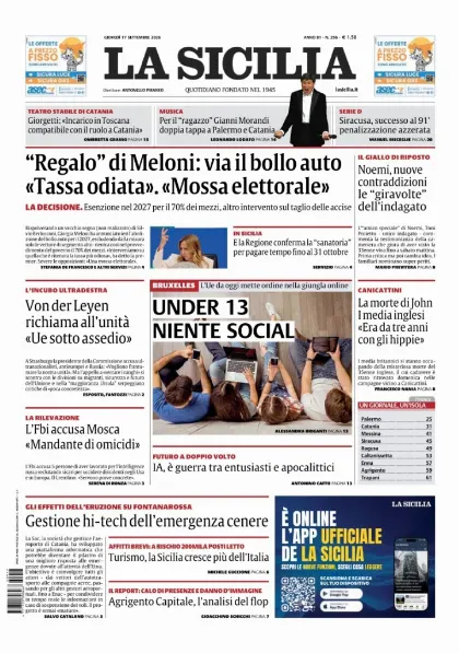 Prima pagina La Sicilia